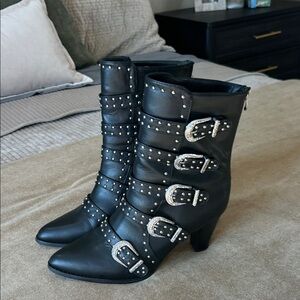 Studded Black Leather Boots